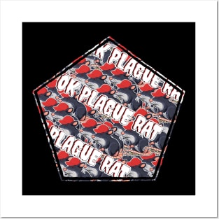 OK Plague Rat Red Hat Crowd Design Diagonal Print Pentagon Posters and Art